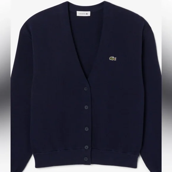 Lacoste Navy Wool Cardigan - Picture 6 of 11